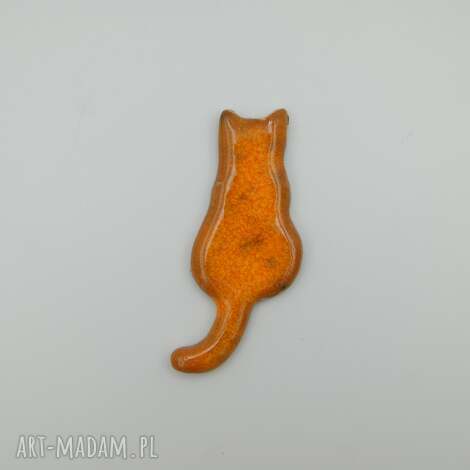 Ceramiczny magnes kot rudy - handmade na lodówkę dla fanek kotów