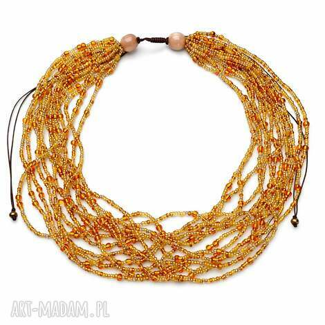 naszyjnik wielowarstwowy złoto bałtyku w stylu boho, naszyjnik kaskadowy krótk