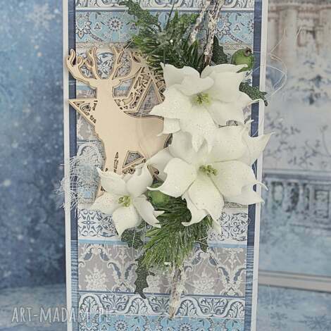 Kartka świąteczna 14 - scrapbooking z życzeniami i pudełkiem 3D