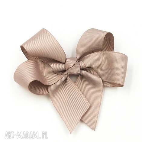 Spinka do włosów Big Bow Taupe - beżowa kokarda handmade