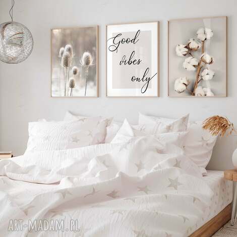 Tryptyk Good Vibes boho - zestaw 3 plakatów 40x50 cm do salonu (bez ramek)