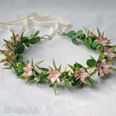 dzikie azalie - ręcznie robiony wianek boho na ślub, komunię, sesję foto