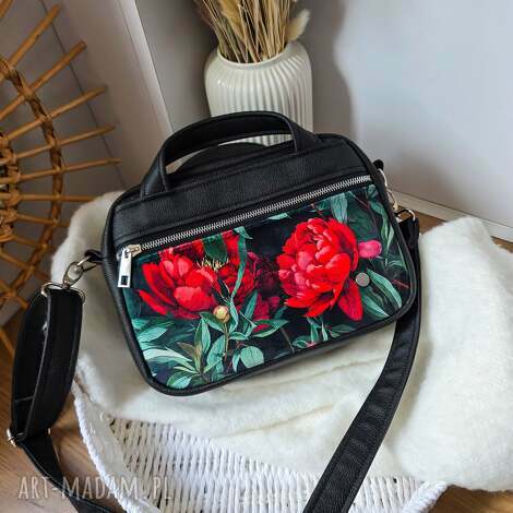Torebka Box Czerwone Piwonie na Ramię - Handmade w art-Madam.pl