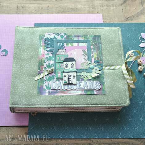 Album scrapbooking I Love Home - kolorowe albumy handmade, bawełniana okładka 26x21 cm