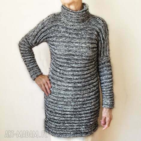 swetry sweter tunika golf ręcznie robiony /2/
