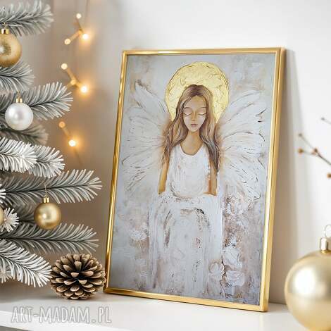 plakat - 30x40 cm anioł w bieli 2 0622 komunie plakaty