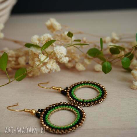 Kolczyki koła ze stali chirurgicznej ONArt - beading Miyuki i Toho 23 mm