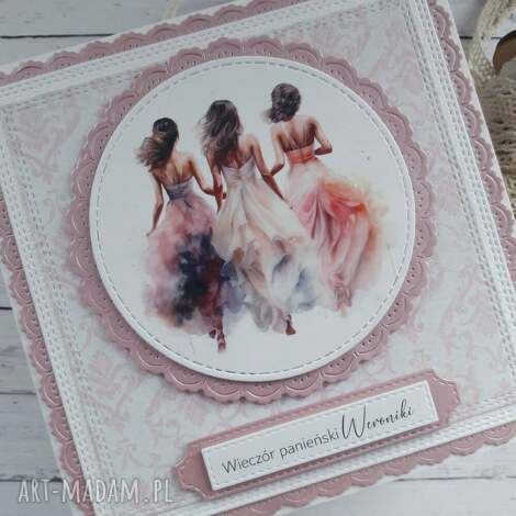 kartka na wieczór panieński w różu 2, personalizacja, kartka wieczór