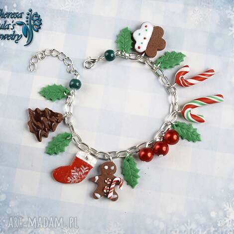 Świąteczna bransoletka Gingerbread - ciastka i pierniczki (handmade)