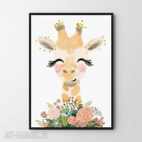 plakat obraz girafa 80x120 cm, pokoik dziecko