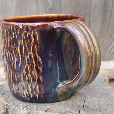 Kubek ceramiczny c836 - ręcznie rzeźbiona kamionka na prezent