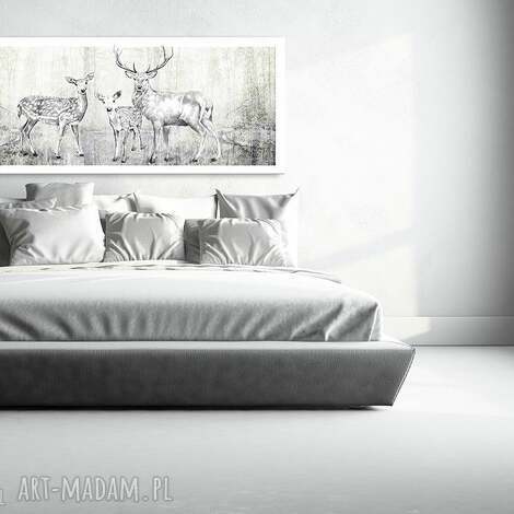 Obraz na płótnie 150x60 cm Rodzina Jeleni - nowoczesny pejzaż do salonu, wysyłka w 24h