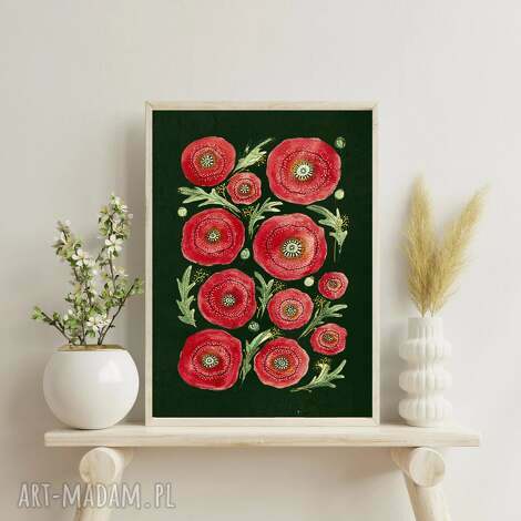 Maki A3 - akwarelowy plakat kwiaty na matowym papierze 250 g