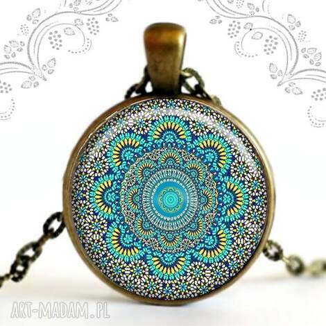 Turkusowa mandala - naszyjnik antyczny w szkle 3D handmade