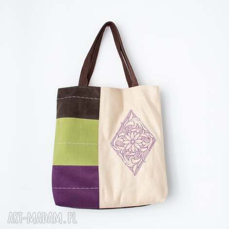 torba na zakupy - pokochaj klasykę ornament śliwkowy, torebka, ekologiczna