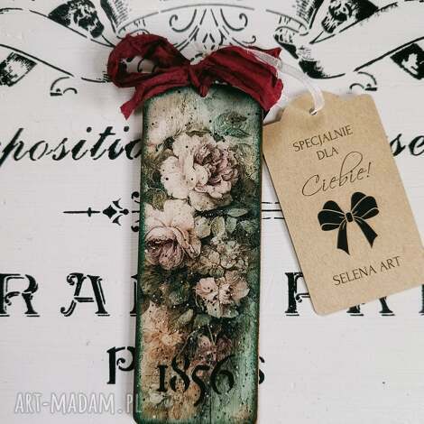 Zawieszka dekoracyjna z kwiatami - decoupage vintage