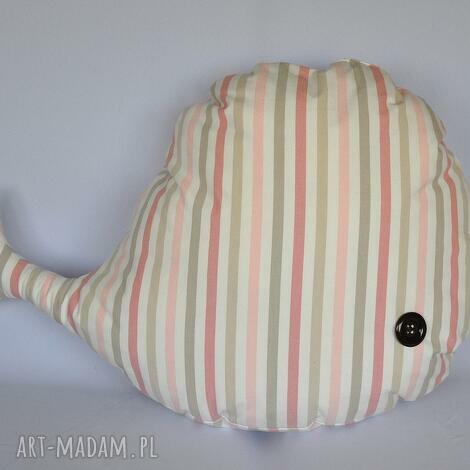 Wieloryb przytulanka handmade w różowych paskach - miękka ozdoba i prezent 40-60 cm