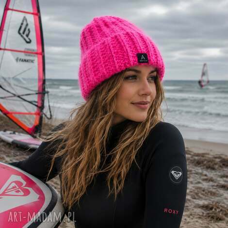 Czapka beanie Smarfetka z alpaki w szarym - ręcznie robiona Szary Mary - art-Madam.pl