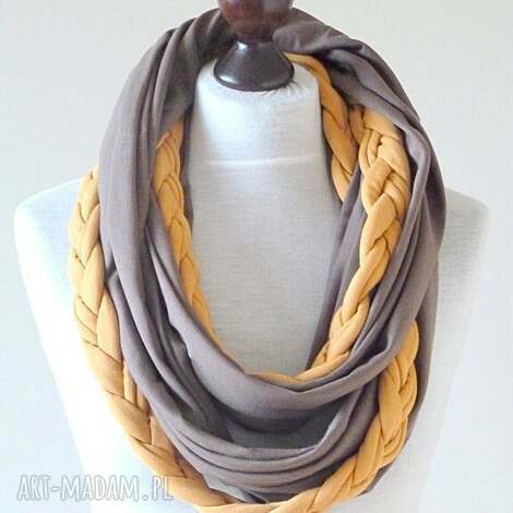 eko szal bawełniany z warkoczem miód - ciemny beż, dzianina