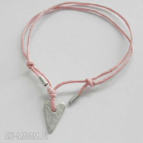 Serduszko bransoletka z matowego srebra - handmade na prezent