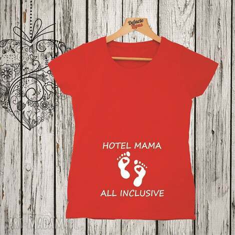Damska koszulka ciążowa z nadrukiem "mama" - 100% bawełna i trwały print