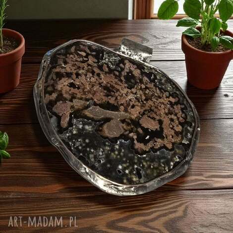 artystyczny wisior z agatem druzy, duże wisiory, naszyjnik, metaloplastyka