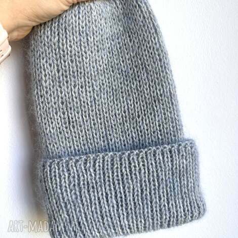 Wywijana czapka beanie AUREA z baby merino, moherem i jedwabiem