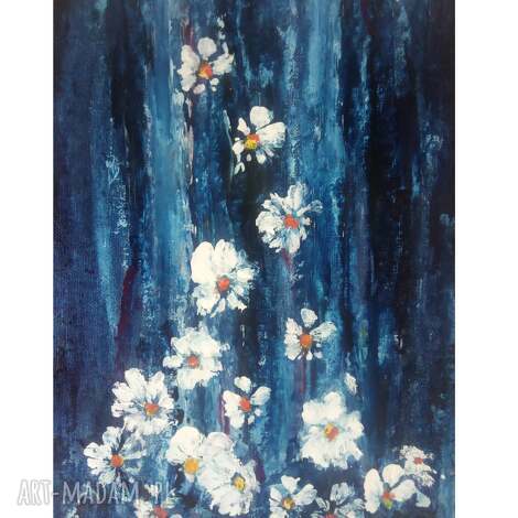 Wodospad z kwiatów, autorski obraz olejny 23 x 30,5 cm - abstrakcja ręcznie malowana