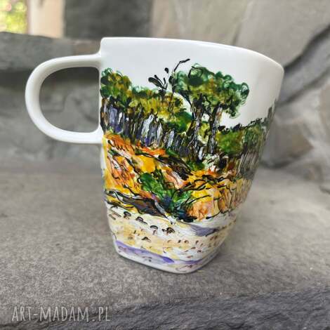 Porcelanowy kubek ręcznie malowany Nad Bałtykiem - 350 ml