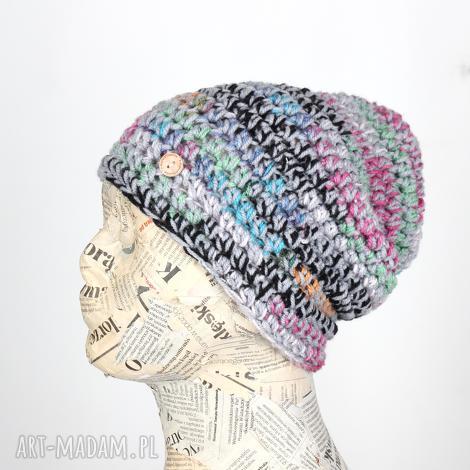 044 czapka wełna kolorowa beanie (ciepła czapka, pomysł na prezent)