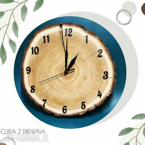 drewniany zegar z plastra drewna - 30 cm