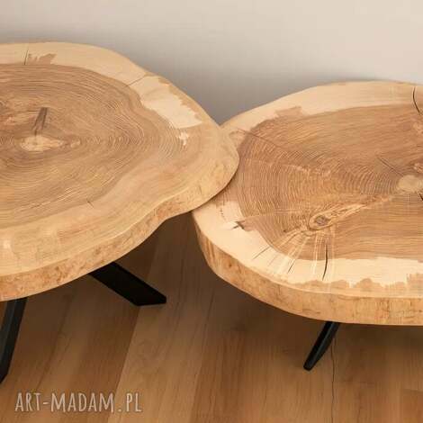 Zestaw 2 stolików kawowych z litego drewna loft 49 i 59 cm - handmade