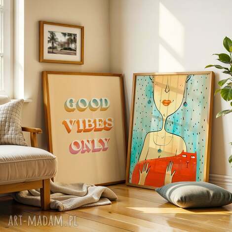 Good Vibes Only - zestaw 2 plakatów 61x91 cm z kotem (bez ram)