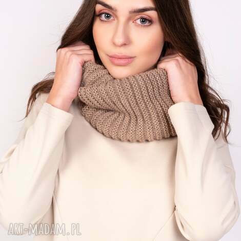 Ciepły prążkowany komin SZ004 Mocca - handmade na zimę