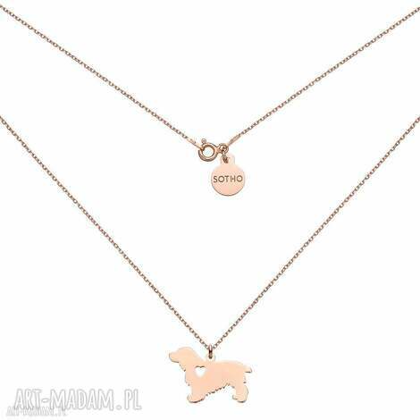 Naszyjnik z różowego złota z psem rasy cocker spaniel - srebro 925 pozłacane 24k