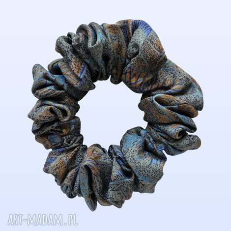 Jedwabna gumka scrunchie MIDI z upcyklingu - paw