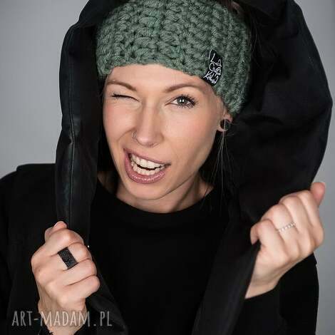 opaska mono 34 - szałwiowa, na głowę, zamiast czapki, band