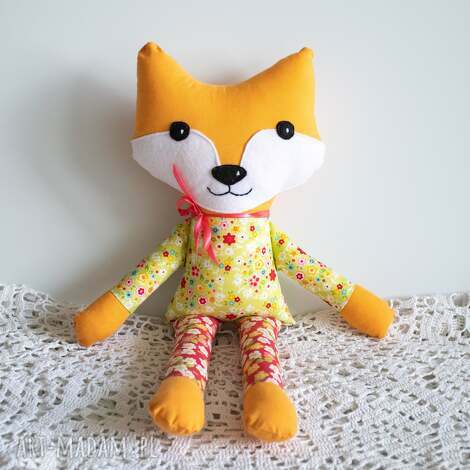 Sprytny lisek Hania 44 cm - ręcznie szyta przytulanka dla dziewczynki art-Madam.pl