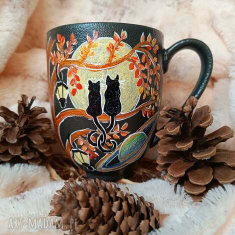 studio paulla ręcznie malowany kubek kocia miłość noc 400 ml, prezent