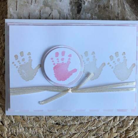 Kartka na narodziny lub chrzest dziewczynki handmade