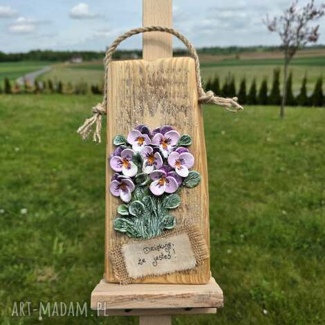 Deseczka dekoracyjna z sentencją "Dziękuję, że jesteś" rustykalna handmade
