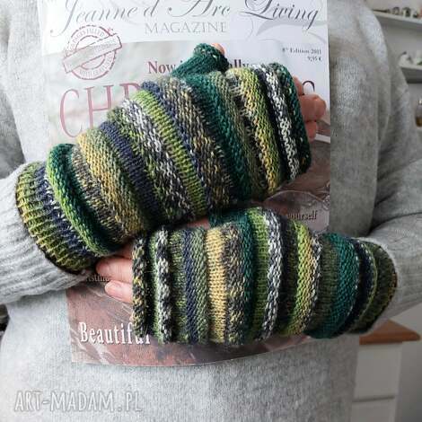 Sosnowy Las - rękawiczki mitenki handmade z wełny 75%