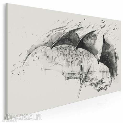 obraz na płótnie - parasol para czarno-biały 120x80 cm 68502, miłość