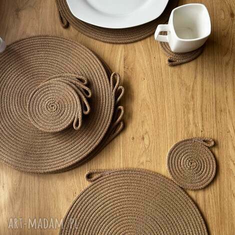 podkładki zestaw podstawek pod kubki i talerze dla 6 osób dekoracja stołu
