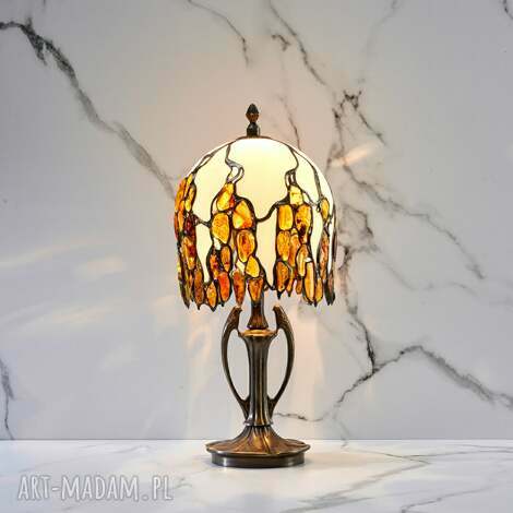 Lampa na biurko z bursztynem bałtyckim Tiffany Como B2 -18/16