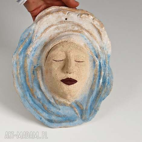 Ceramiczna rzeźba ścienna Twarz - handmade z szamotu