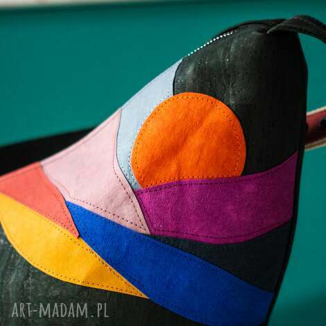 wyjątkowa torba z tkaniny korkowej autorskim wzorem tatry, oryginalna torebka