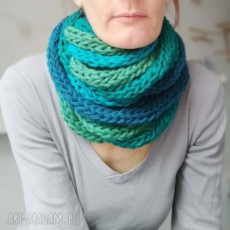 szal zamotka szalik granat zieleń turkus szydełku komin
