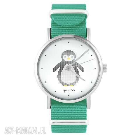 Zegarek turkusowy Pingwin - nylonowy pasek | handmade Yenoo