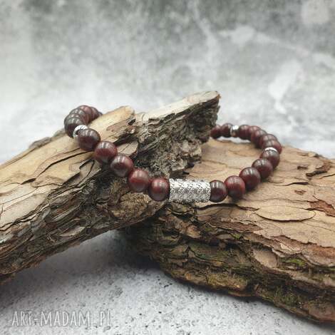 męska bransoletka makrama - egzotyczne drewno 2, etno, orient, boho